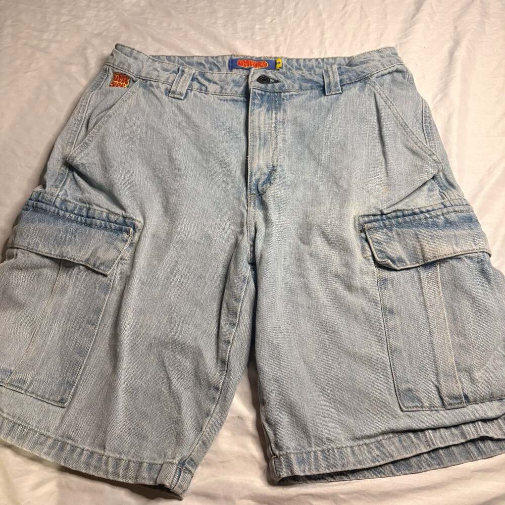 Empyre Light Wash Denim Cargo Shorts Size 30